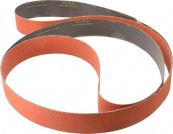 3M - 2" Wide x 132" OAL, 60 Grit, Ceramic Abrasive Belt - Ceramic, Medium, Coated, YF Weighted Cloth Backing, Wet/Dry, Series 777F - Eagle Tool & Supply