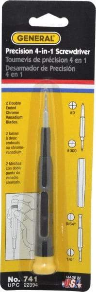 General - 4 Piece Bit Screwdriver - Phillips, Slotted, Precision - Eagle Tool & Supply