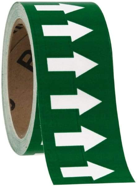 NMC - Pipe Marker with No Legend and Arrow Graphic - 10 to 10" Pipe Outside Diam, White on Green - Eagle Tool & Supply