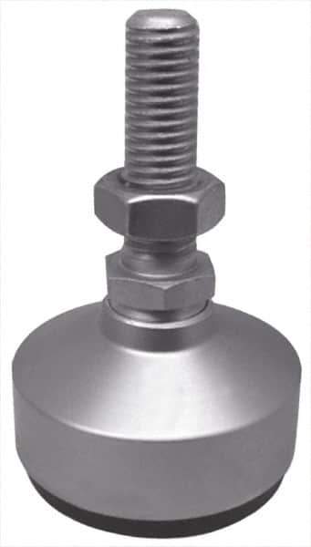 Gibraltar - 120 Lb Capacity, 1/2-13 Thread, 3-3/4" OAL, Stainless Steel Stud, Studded Socket Mount Leveling Mount - 2" Stud Length, 1-7/8" Base Diam, Stainless Steel Pad, 3/4" Hex - Eagle Tool & Supply