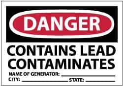 NMC - "Danger - Contains Lead Contaminates - Name of Generator:___ City:___ State:___", 3" Long x 5" Wide, Paper Safety Sign - Rectangle, Use for Hazardous Materials - Eagle Tool & Supply