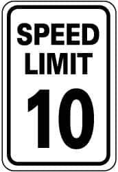 NMC - "Speed Limit 10", 18" Wide x 24" High, Aluminum Speed Limit Signs - 0.08" Thick, Black on White, Engineer Grade Reflectivity, Rectangle, Post Mount - Eagle Tool & Supply