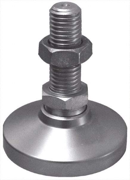 Gibraltar - 3/4-10 Bolt Thread, Studded Pivotal Stud Mount Leveling Pad & Mount - 7,400 Max Lb Capacity, 3" Base Diam - Eagle Tool & Supply