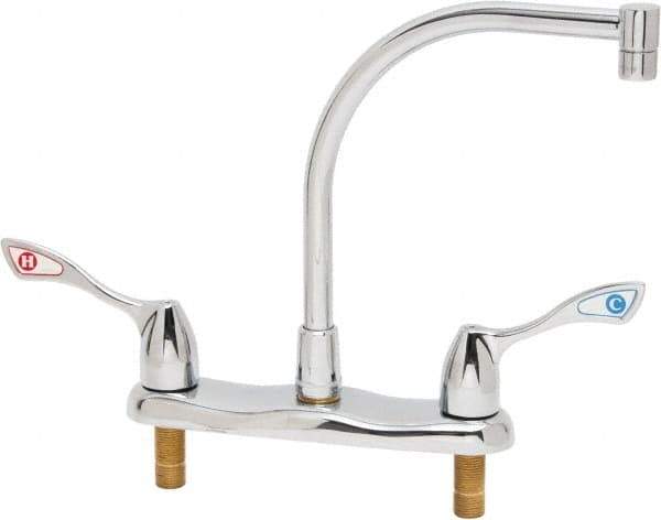 Moen - Deck Plate Mount, Kitchen Faucet without Spray - Two Handle, Wrist Blade Handle, High Arc Spout - Eagle Tool & Supply