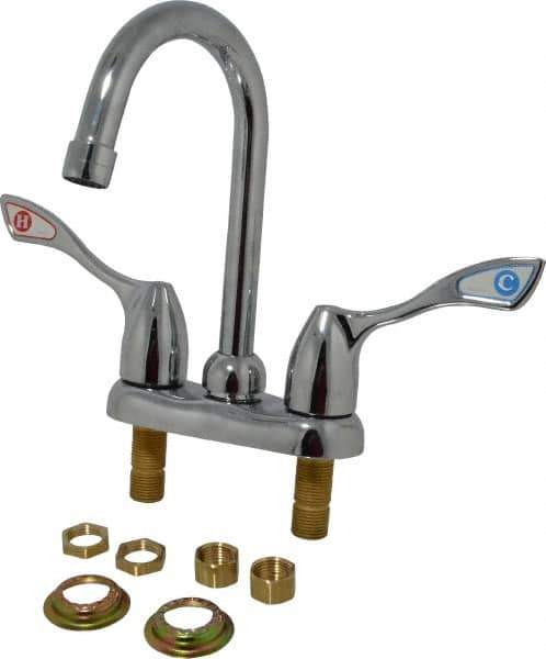 Moen - Deck Plate Mount, Bar and Hospitality Faucet without Spray - Two Handle, Wrist Blade Handle, Gooseneck Spout - Eagle Tool & Supply