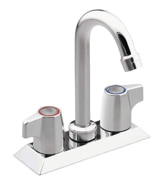 Moen - Deck Plate Mount, Bar and Hospitality Faucet without Spray - Two Handle, Knob Handle, Gooseneck Spout - Eagle Tool & Supply