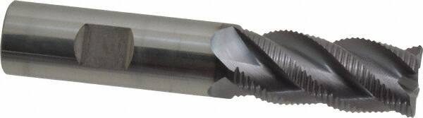 ProMax - 3/4" Diam, Fine Pitch, 1-5/8" LOC, 4 Flute Solid Carbide 0.055-0.065" Corner Radius Roughing End Mill - AlTiN Finish, 4" OAL, 3/4" Shank Diam, Single End, Centercutting, 40° Helix - Eagle Tool & Supply