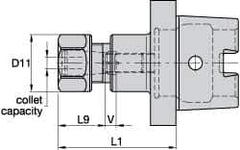 Kennametal - 0.51mm to 10.41mm Capacity, 60mm Projection, HSK32 Hollow Taper, ER16 Collet Chuck - 75.9mm OAL - Exact Industrial Supply