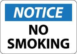 NMC - "Notice - No Smoking", 10" Long x 14" Wide, Aluminum Safety Sign - Rectangle, 0.04" Thick, Use for Accident Prevention - Eagle Tool & Supply