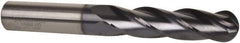 Kennametal - 1/2" Diam, 2" LOC, 4 Flute Solid Carbide Ball End Mill - TiAlN Finish, Single End, 4" OAL, 1/2" Shank Diam, Spiral Flute - Eagle Tool & Supply