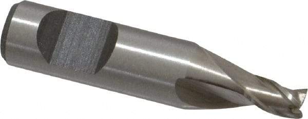 Interstate - 1/8", 3/16" LOC, 1/4" Shank Diam, 1-3/32" OAL, 3 Flute, Cobalt Square End Mill - Single End, Uncoated, Spiral Flute, Centercutting, Right Hand Cut, Right Hand Flute - Eagle Tool & Supply
