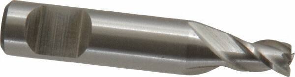 Interstate - 5/32", 1/4" LOC, 1/4" Shank Diam, 1-9/32" OAL, 3 Flute, Cobalt Square End Mill - Single End, Uncoated, Spiral Flute, Centercutting, Right Hand Cut, Right Hand Flute - Eagle Tool & Supply