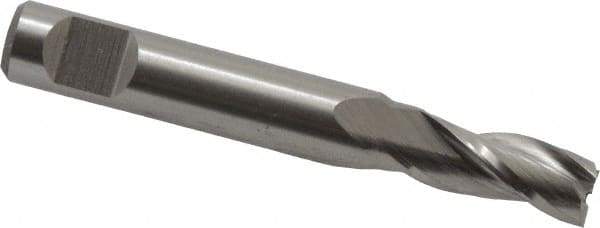 Interstate - 7/32", 1/2" LOC, 1/4" Shank Diam, 1-3/4" OAL, 3 Flute, Cobalt Square End Mill - Single End, Uncoated, Spiral Flute, Centercutting, Right Hand Cut, Right Hand Flute - Eagle Tool & Supply