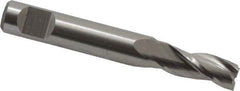 Interstate - 7/32", 1/2" LOC, 1/4" Shank Diam, 1-3/4" OAL, 3 Flute, Cobalt Square End Mill - Single End, Uncoated, Spiral Flute, Centercutting, Right Hand Cut, Right Hand Flute - Eagle Tool & Supply