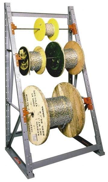 Made in USA - 1 Bay, 2,000 Lb Capacity, Gray Reel Storage Rack - 48" Wide x 96" High x 24" Deep - Eagle Tool & Supply