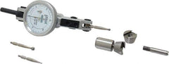 Fowler - 0.06 Inch Range, 0.0005 Inch Dial Graduation, Horizontal Dial Test Indicator - 1 Inch White Dial, 0-15-0 Dial Reading - Eagle Tool & Supply