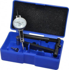 Fowler - 12 Piece, 0" to 0.06" Measuring Range, 1" Dial Diam, 0-15-0 Dial Reading, Horizontal White Dial Test Indicator Kit - 5/8" Contact Point Length, 0.04, 0.08 & 0.12" Ball Diam, 0.0005" Dial Graduation - Eagle Tool & Supply