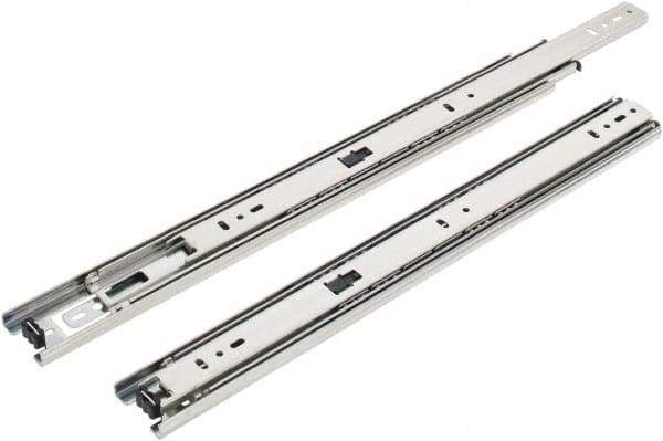Knape & Vogt - 16" Slide Length, 16" Travel Length, Steel Precision Drawer Slide - 1/2" Wide, 1-13/16" High, 100 Lb Capacity at Full Extension, Chrome Finish - Eagle Tool & Supply
