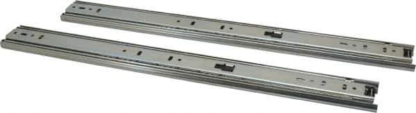 Knape & Vogt - 18" Slide Length, 18" Travel Length, Steel Precision Drawer Slide - 1/2" Wide, 1-13/16" High, 100 Lb Capacity at Full Extension, Chrome Finish - Eagle Tool & Supply