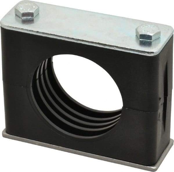 HYDAC - 3.46" Wide x 2.83" High x 1.18" Deep, Polypropylene Standard Duty Vibration-Control Clamp - Carbon Steel Plate, Mount with Weld Plate, Top Plate, Plastic Clamp Pair, Bolts - Eagle Tool & Supply