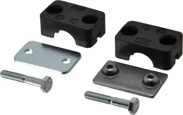 HYDAC - 1.97" Wide x 1.69" High x 1.18" Deep, Polypropylene Standard Duty Vibration-Control Clamp - Carbon Steel Plate, For 1/2" Pipe, Mount with Weld Plate, Top Plate, Plastic Clamp Pair, Bolts - Eagle Tool & Supply