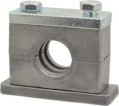 HYDAC - 3.35" Wide x 2.52" High x 1.18" Deep, Aluminum Heavy Duty Vibration-Control Clamp - Carbon Steel Plate, For 3/4" Pipe, Mount with Weld Plate, Top Plate, Plastic Clamp Pair, Bolts - Eagle Tool & Supply