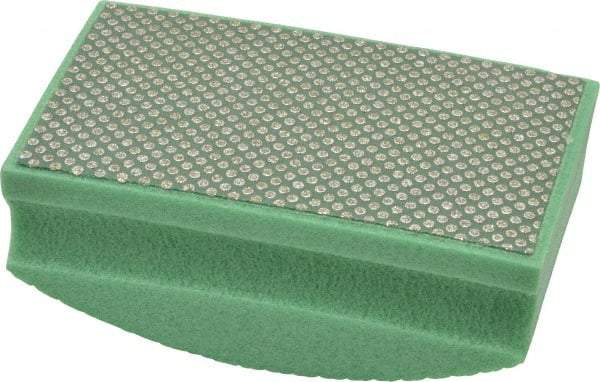 AMPLEX - Medium Grade, 60 Grit, Diamond Hand Pad - Green, 2-1/8" Wide x 3-1/2" Long x 1-1/2" Thick, Coated - Eagle Tool & Supply