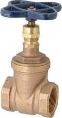 NIBCO - 1-1/2" Pipe, Class 150, Threaded Bronze Solid Wedge Stem Gate Valve - 300 WOG, 150 WSP, Screw-In Bonnet - Eagle Tool & Supply