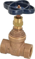 NIBCO - 1/2" Pipe, Class 150, Threaded Bronze Solid Wedge Stem Gate Valve - 300 WOG, 150 WSP, Screw-In Bonnet - Eagle Tool & Supply