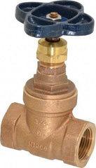 NIBCO - 3/4" Pipe, Class 150, Threaded Bronze Solid Wedge Stem Gate Valve - 300 WOG, 150 WSP, Screw-In Bonnet - Eagle Tool & Supply