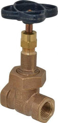 NIBCO - 1/2" Pipe, Class 150, Threaded Bronze Solid Wedge Rising Stem Gate Valve - 300 WOG, 150 WSP, Bolted Bonnet - Eagle Tool & Supply