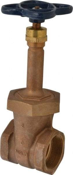 NIBCO - 2" Pipe, Class 150, Threaded Bronze Solid Wedge Rising Stem Gate Valve - 300 WOG, 150 WSP, Bolted Bonnet - Eagle Tool & Supply