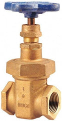 NIBCO - 3/8" Pipe, Class 150, Threaded Bronze Solid Wedge Stem Gate Valve - 300 WOG, 150 WSP, Union Bonnet - Eagle Tool & Supply