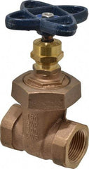 NIBCO - 1" Pipe, Class 150, Threaded Bronze Solid Wedge Stem Gate Valve - 300 WOG, 150 WSP, Union Bonnet - Eagle Tool & Supply