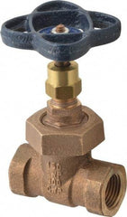 NIBCO - 1/2" Pipe, Class 150, Threaded Bronze Solid Wedge Stem Gate Valve - 300 WOG, 150 WSP, Union Bonnet - Eagle Tool & Supply