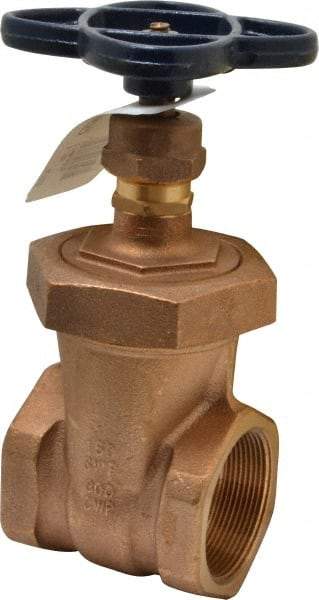 NIBCO - 2" Pipe, Class 150, Threaded Bronze Solid Wedge Stem Gate Valve - 300 WOG, 150 WSP, Union Bonnet - Eagle Tool & Supply