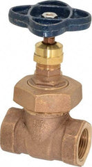 NIBCO - 3/4" Pipe, Class 150, Threaded Bronze Solid Wedge Stem Gate Valve - 300 WOG, 150 WSP, Union Bonnet - Eagle Tool & Supply