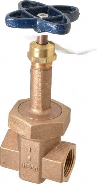 NIBCO - 1" Pipe, Class 200, Threaded Bronze Alloy Solid Wedge Rising Stem Gate Valve - 400 WOG, 200 WSP, Union Bonnet - Eagle Tool & Supply