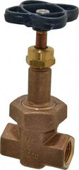 NIBCO - 1/2" Pipe, Class 200, Threaded Bronze Alloy Solid Wedge Rising Stem Gate Valve - 400 WOG, 200 WSP, Union Bonnet - Eagle Tool & Supply