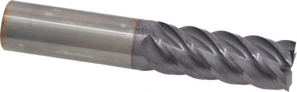 Niagara Cutter - 5/8", 1-5/8" LOC, 5/8" Shank Diam, 3-1/2" OAL, 5 Flute, Solid Carbide Square End Mill - Single End, TiAlN Finish, Spiral Flute, 45° Helix, Centercutting, Right Hand Cut, Right Hand Flute, Series S545 - Eagle Tool & Supply