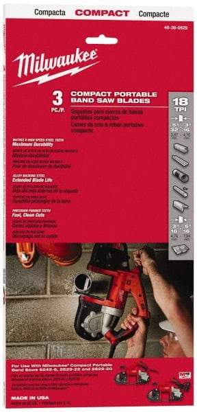 Milwaukee Tool - 2' 11-3/8" Long x 0.02" Thick, 14 Teeth per Inch, Portable Band Saw Blade - Bi-Metal Blade, High Speed Steel Teeth, Toothed Edge - Eagle Tool & Supply