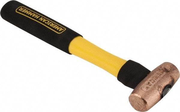 American Hammer - 1-1/2 Lb Head Nonsparking Mallet - 12" OAL, 11" Long Fiberglass Handle - Eagle Tool & Supply