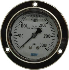 Wika - 2-1/2" Dial, 1/4 Thread, 0-3,000 Scale Range, Pressure Gauge - Lower Back Connection Mount, Accurate to 2-1-2% of Scale - Eagle Tool & Supply