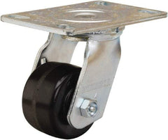 Hamilton - 3-1/4" Diam x 2" Wide x 5-1/4" OAH Top Plate Mount Swivel Caster - Phenolic, 700 Lb Capacity, Straight Roller Bearing, 4-1/2 x 6-1/4" Plate - Eagle Tool & Supply
