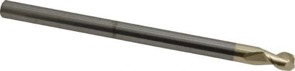 Accupro - 1/4", 3/8" LOC, 1/4" Shank Diam, 4" OAL, 2 Flute, Solid Carbide Square End Mill - Single End, ZrN Finish, Spiral Flute, 45° Helix, Centercutting, Right Hand Cut, Right Hand Flute - Eagle Tool & Supply