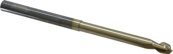 Accupro - 1/4", 3/8" LOC, 1/4" Shank Diam, 4" OAL, 2 Flute, Solid Carbide Square End Mill - Single End, ZrN Finish, Spiral Flute, 45° Helix, Centercutting, Right Hand Cut, Right Hand Flute - Eagle Tool & Supply