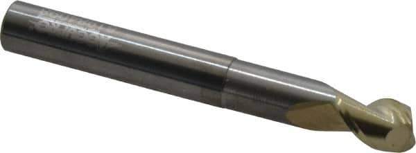 Accupro - 5/16", 7/16" LOC, 5/16" Shank Diam, 2-1/2" OAL, 2 Flute, Solid Carbide Square End Mill - Single End, ZrN Finish, Spiral Flute, 45° Helix, Centercutting, Right Hand Cut, Right Hand Flute - Eagle Tool & Supply