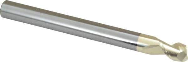 Accupro - 3/8", 1/2" LOC, 3/8" Shank Diam, 4" OAL, 2 Flute, Solid Carbide Square End Mill - Single End, ZrN Finish, Spiral Flute, 45° Helix, Centercutting, Right Hand Cut, Right Hand Flute - Eagle Tool & Supply