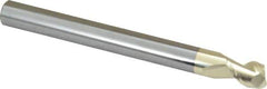 Accupro - 3/8", 1/2" LOC, 3/8" Shank Diam, 4" OAL, 2 Flute, Solid Carbide Square End Mill - Single End, ZrN Finish, Spiral Flute, 45° Helix, Centercutting, Right Hand Cut, Right Hand Flute - Eagle Tool & Supply