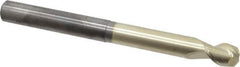 Accupro - 3/8", 1/2" LOC, 3/8" Shank Diam, 4" OAL, 2 Flute, Solid Carbide Square End Mill - Single End, ZrN Finish, Spiral Flute, 45° Helix, Centercutting, Right Hand Cut, Right Hand Flute - Eagle Tool & Supply